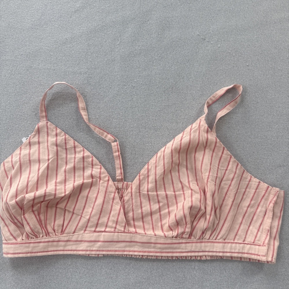 Old Navy Bralette Top Women's XL Cross-Front Poplin Smocked Striped Pink NEW - Picture 6 of 10